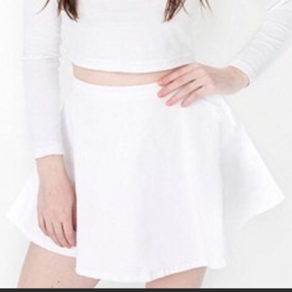 American Apparel White Flared Mini Skirt